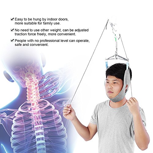 Dispositivo de tracción cervical ajustable, Fijación de tracción Soporte Tracción del cuello sobre la puerta, tracción cervical, fijación, corrección, engranaje, corrección, camilla, alivio del dolor