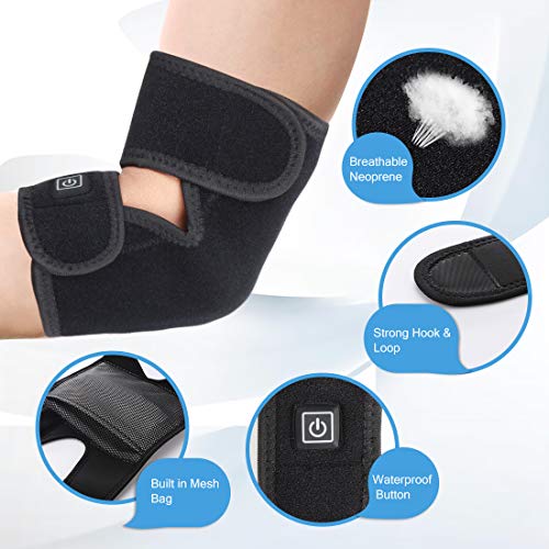 DOACT Soporte Refuerzo Codo Calefactor, Almohadilla Envoltura Codo Calentada Ajustable Con Ajuste Temperatura 3 Niveles Terapia FríO/Calor Para Tendinitis, Codo Tenista, Alivio Del Dolor La Artritis