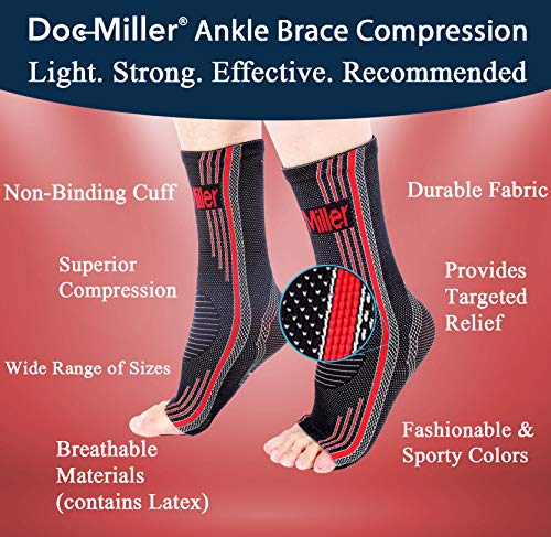 Doc Miller Aparatos ortopédicos de soporte para el tobillo. Calcetines para pie plantar hinchado fascitis tendinitis de Aquiles XX-Grande Rojo