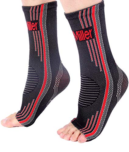 Doc Miller Aparatos ortopédicos de soporte para el tobillo. Calcetines para pie plantar hinchado fascitis tendinitis de Aquiles XX-Grande Rojo