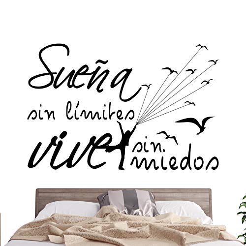 Docliick® Vinilos de pared decorativo con frase decorativa motivadora"SUEÑA SIN MIEDOS VIVE SIN." Pegatinas decorativas pared. Decoración casa Docliick DC-19150 (Vinilo de corte, 30x20cm)