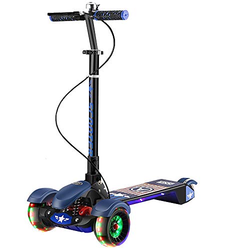 DODOBD Patinete Scooter Niña y Niño 2 a 8 a 18 Años, Altura Ajustable Plegable Patinete Infantil Cooter 3 Ruedas LED Extra Anchas Luminosas Deportivos Juegos Scooter Apoyan 100 Kg