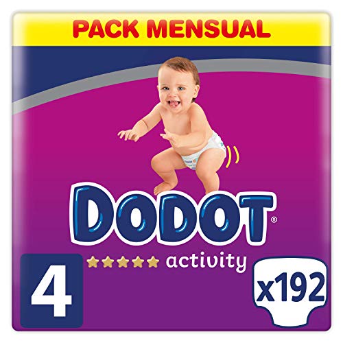 Dodot Pañales Bebé Activity Talla 4 (9-14 kg), 192 Pañales con Ajuste Más Resistente