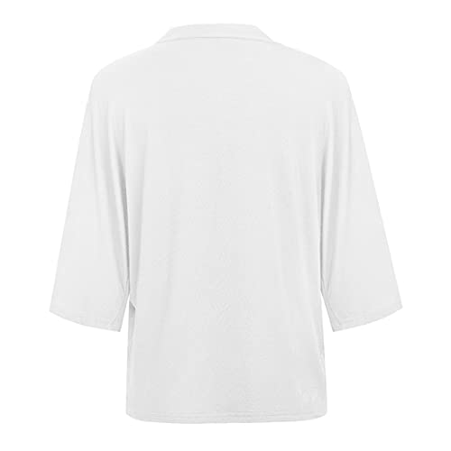 DOLAA Tops de Verano Informales sin Tirantes de Color sólido sin Tirantes con Cuello en Forma de Cuchara con Cuello en v Mangas Vueltas hacia Arriba Camisa Informal Tops Camiseta de Verano Suelta