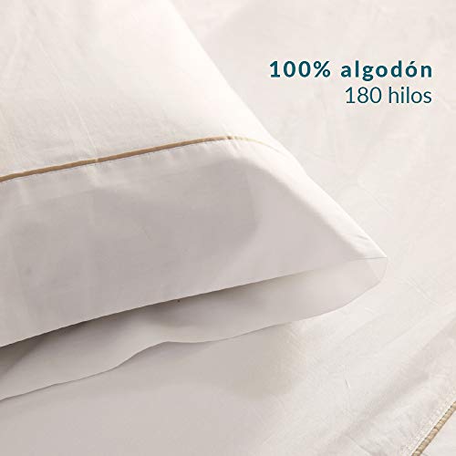 Don Descanso - Pack de 2 Fundas para Almohada de 70/75 cm. Funda de Almohada de Algodón 100% Blanca 180 Hilos. Máximo Frescor y Calidad, Suave, Transpirable y Ligera. Apta para Lavar a 30ºC.