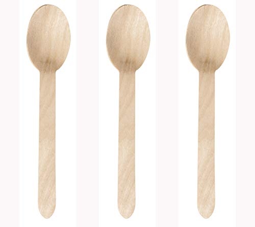 Don Palillo - Juego de 100 Cucharas Desechables de Madera, 16 cm. 100% Natural, Ecológico, Biodegradable