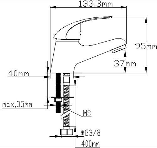 DP Grifería GS10080 Grifo Monomando de Lavabo, Plata