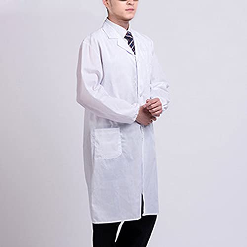 Dreafly Bata de Laboratorio Higiene Industria alimentaria Almacén Laboratorio Doctores Ropa de Trabajo médica Estudiantes Doctores Uniforme Adulto Disfraz Traje Ropa Bata Blanca