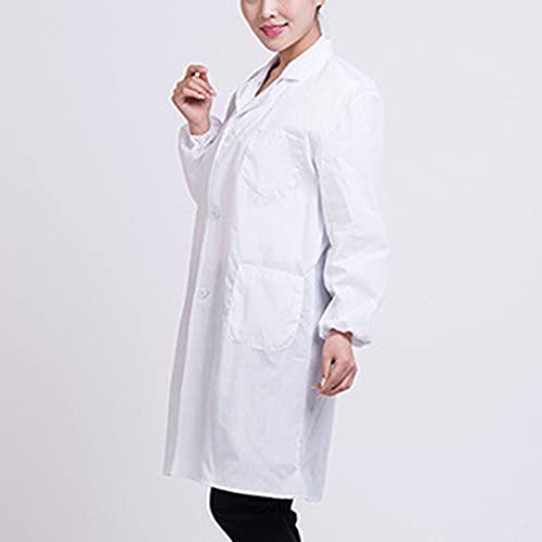 Dreafly Bata de Laboratorio Higiene Industria alimentaria Almacén Laboratorio Doctores Ropa de Trabajo médica Estudiantes Doctores Uniforme Adulto Disfraz Traje Ropa Bata Blanca