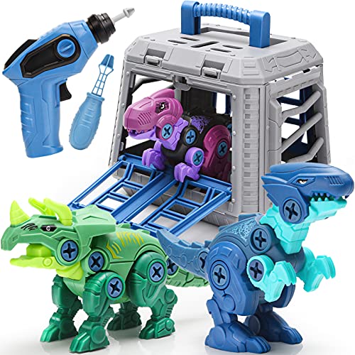 Dreamon Dinosaurios Juguetes para Niños con Jaula Taladro Eléctrico, Educativo Regalos Construcción Juguetes para niños 4 años