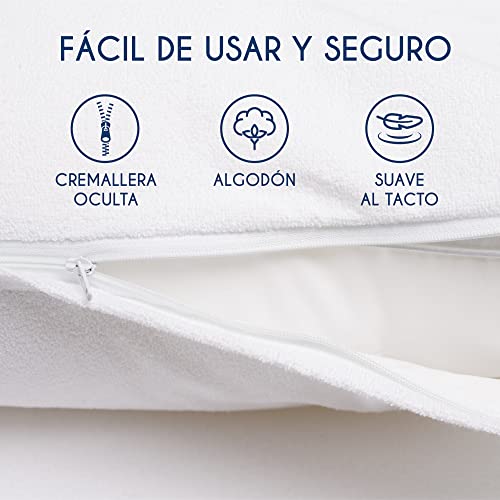 Dreamzie - Juego de 2 Fundas de Almohada Impermeables 40 x 70 cm - 100% Algodón Oeko-Tex® - Protectores de Almohada Transpirable, Hipoalergénica, Anti-Acaros, Anti-Bacteriana - Garantía 10 años