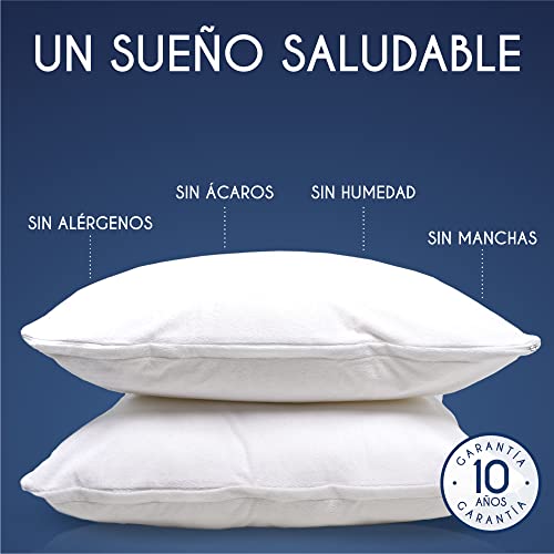 Dreamzie - Juego de 2 Fundas de Almohada Impermeables 40 x 70 cm - 100% Algodón Oeko-Tex® - Protectores de Almohada Transpirable, Hipoalergénica, Anti-Acaros, Anti-Bacteriana - Garantía 10 años