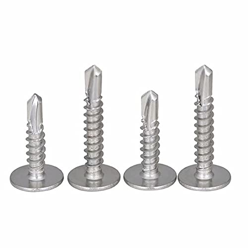 Dreneco Tornillos Autotaladrantes Cruz de Cabeza Batea Grande Tornillos Roscachapas de Acero Inoxidable, M4.8×50mm,20 pcs