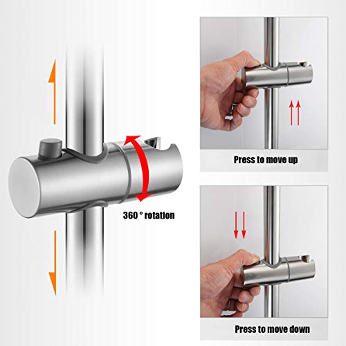 Drenky Barra de ducha, Barra de ducha de acero inoxidable 304 con soportes de fijación ajustables en altura y ángulo, cepillado, altura total de 650 mm