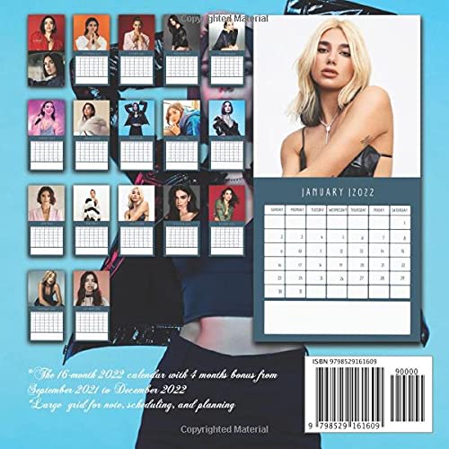 Dua Lipa 2022 Calendar: Great Mini 16-month Calendar for fans