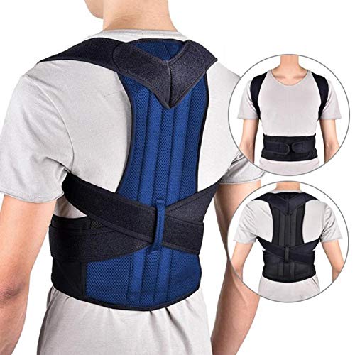 Ducomi Active Corrector de Postura de Espalda Transpirable y Ajustable, Soporte, Banda Lumbar Postural para Hombre y Mujer - Busto de Apoyo Hombros Rectos Cinturón Abdominal (Azul, 3XL)