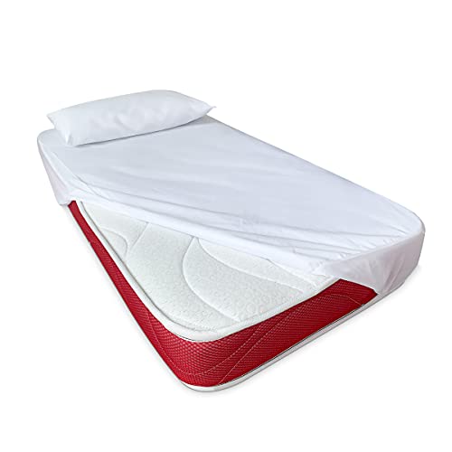 Duérmete Online Pack Colchón Viscoelástico de 70 x 140 cm + Bajera Protectora Tencel + Almohada Cuna Tacto Suave, Red, 70 x 140