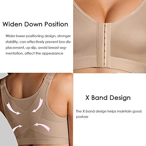 duoying El último sujetador corrector de postura femenino, soporte de espalda inalámbrico, sujetador de yoga no acolchado ropa interior femenina de cintura alta, S-XL