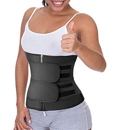 DUROFIT Fajas Reductoras Adelgazantes Mujer Deporte Cintura Y Abdomen Waist Trainer Belt Ajustable para Deporte Fitness Negro S