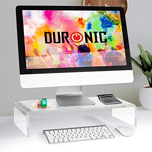 Duronic DM053 Elevador para Pantalla, Ordenador Portátil, Televisor - 50 x 20 cm- Metacrilato Blanco, Soporta hasta 30 kg