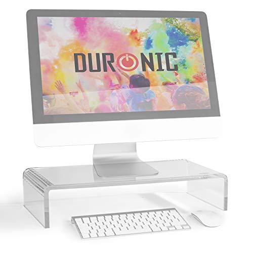 Duronic DM053 Elevador para Pantalla, Ordenador Portátil, Televisor - 50 x 20 cm- Metacrilato Blanco, Soporta hasta 30 kg