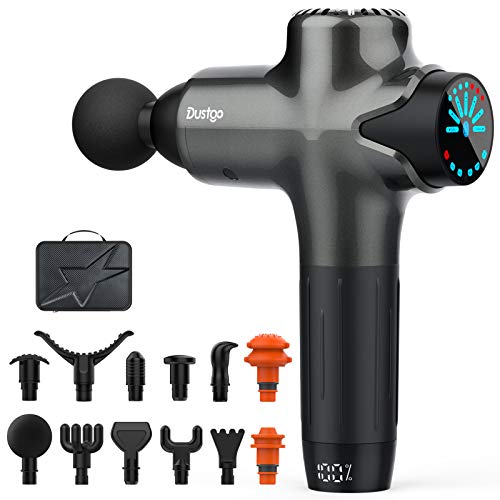 Dustgo 2021 pistola de masaje muscular 12 cabezas 7 velocidades 4800 mAh masajeador de músculos profundos profesional con 3200 RPM ultra silencioso inalámbrico para relajación