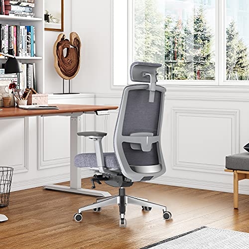 Duwinson Silla de Oficina en casa de Malla ergonómica, reposabrazos de Ajuste en 4 direcciones, Silla de Escritorio ejecutiva con Ajuste reclinable, reposacabezas Ajustable, Soporte Lumbar Acolchado