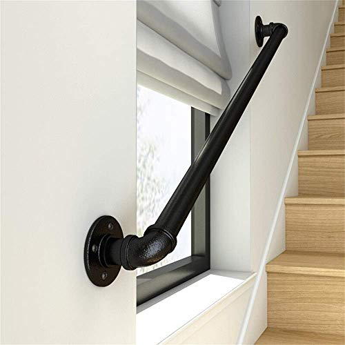 DXX Tubo de la barandilla/Industrial viento Hierro forjado de escalera Baranda, de interior casero Loft contra la pared vieja antideslizante de la manija de jardín de infancia, bronce,120cm