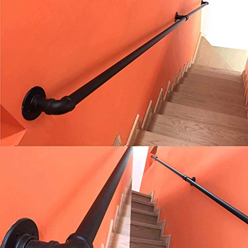 DXX Tubo de la barandilla/Industrial viento Hierro forjado de escalera Baranda, de interior casero Loft contra la pared vieja antideslizante de la manija de jardín de infancia, bronce,120cm