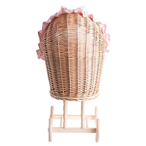 e-wicker24 Un Carro, una Cama para Carro de Mimbre, Cesta de Mimbre, Juguetes de Madera, muñecas muñeca Carro, Mimbre Carro