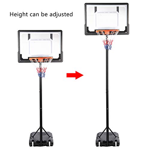 EBTOOLS Canasta de baloncesto sobre pie - Cesta de baloncesto extraíble con 2 ruedas, altura ajustable de 1,6 a 2,1 m, con poste de panel para exterior