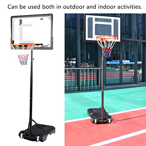 EBTOOLS Canasta de baloncesto sobre pie - Cesta de baloncesto extraíble con 2 ruedas, altura ajustable de 1,6 a 2,1 m, con poste de panel para exterior