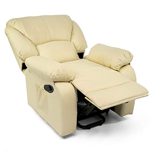 ECODE Sillón de Masaje Relax Monaco, 10 Vibromotores Ondulantes, Reclinación 160º, Función Calor, Programas Auto, Vibro Ondulación, A++, ECO-8590 (Beig)