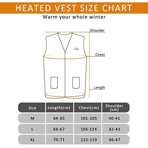 EEIEER Chaleco Calefactable para Hombres y Mujeres, Eléctrico Chaleco Calentado 10000mAh Chaleco Cálido Recargable USB Controladores Duales para Caza Pesca Esquiar,Acampada y Marcha(Batería Incluida)