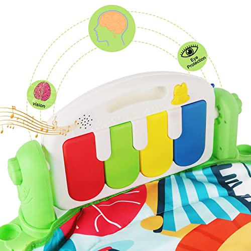 Eendoos Manta de Juego para Bebé,Alfombrilla de Juego y Juego para Recién Nacidos con Música y Luces, Regalo para Bebés de 0-24 Meses que Contiene 5 Juguetes Colgantes Extraíbles