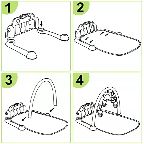 Eendoos Manta de Juego para Bebé,Alfombrilla de Juego y Juego para Recién Nacidos con Música y Luces, Regalo para Bebés de 0-24 Meses que Contiene 5 Juguetes Colgantes Extraíbles