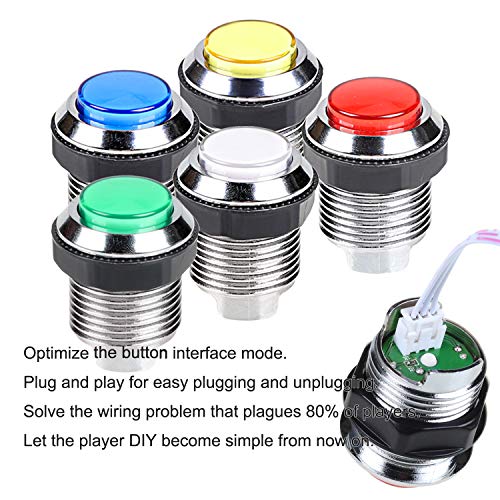 EG STARTS 2 jugadores Classic Arcade Contest DIY Kits USB Encoder to PC 5 Pin Joystick + Chrome LED iluminado Pulsador 1 y 2 jugadores Botones de monedas para Arcade Mame Raspberry Pi 2 3 3B Games