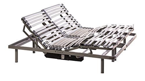 ekamia - Cama Articulada Eléctrica Doble Emparejada de Matrimonio con Colchón Delling - 150cm x 190cm, Mando con Cable