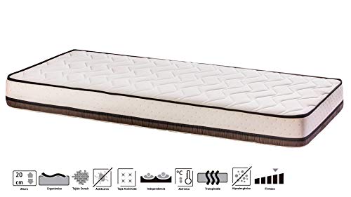 ekamia - Cama Articulada Eléctrica Doble Emparejada de Matrimonio con Colchón Delling - 150cm x 190cm, Mando con Cable