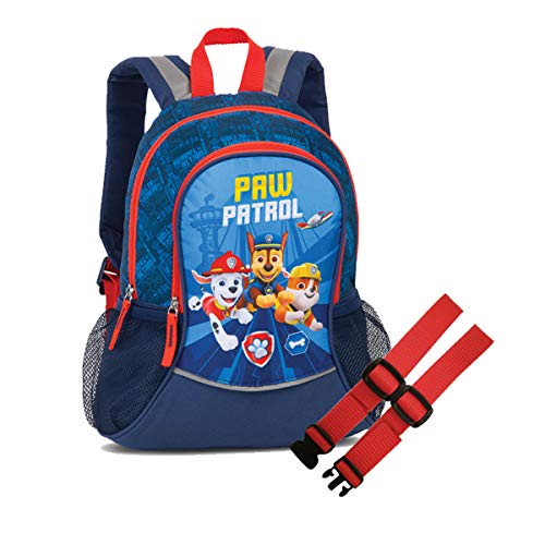 EL BURRO Set Marshall Chase Paw Patrol - Mochila infantil (27 x 35 x 15 cm), color azul y rojo