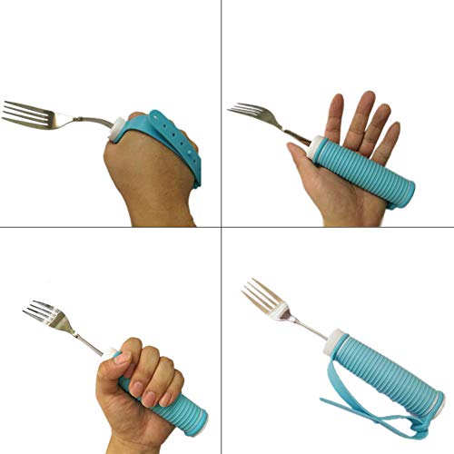 El Cuidado Cubiertos Tenedor Comer Ayuda Discapacidad para Personas Mayores, Discapacitados Personas Temblores Manos Temblorosas Que Sufren Ergonómico, Contorneada Diseño,Azul