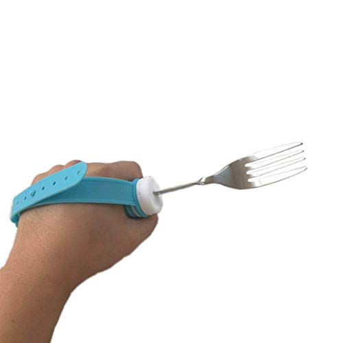 El Cuidado Cubiertos Tenedor Comer Ayuda Discapacidad para Personas Mayores, Discapacitados Personas Temblores Manos Temblorosas Que Sufren Ergonómico, Contorneada Diseño,Azul