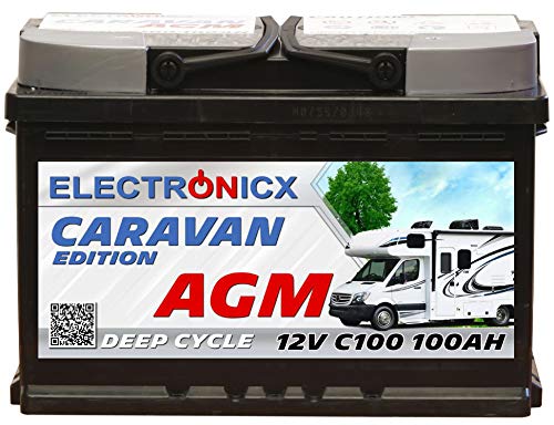 Electronicx Caravan Edition V2 - Batería AGM,100 Ah, 12 V, para autocaravana, barco