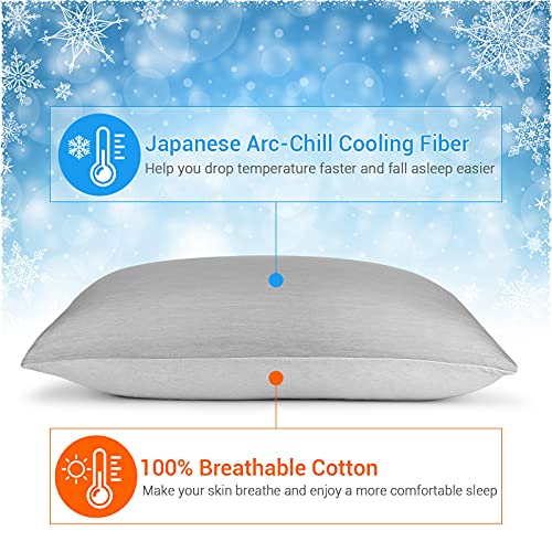 Elegear Fundas de Almohada Set de 2 para Sudores Nocturnos y Sofocos, Fibra de Enfriamiento ARC-Chill Japonesa Q-MAX 0.4, Protección Almohada Suave y Transpirable con Cremallera Oculta(Gris，50*75cm)