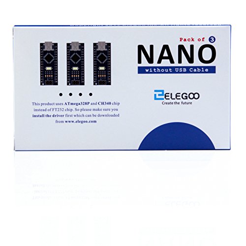 ELEGOO Nano Placa CH340/AT Mega Compatible con Arduino IDE Proyecto Nano (Paquete de 3)