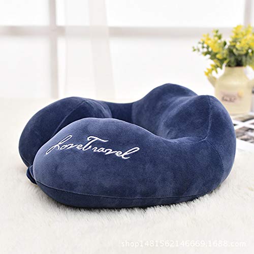 Emorias 1 Pcs Almohada en Forma de U Viaje para Aviones Suave Cojín de Cuello Niños y Adultos Dormir Travel Pillow Kit Almohadilla Accesorios - Azul Oscuro