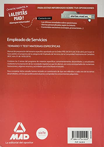 Empleado de Servicios de la Comunidad Autónoma de Cantabria. Temario y test materias especificas