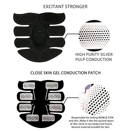 EMS Entrenador muscular estimulante, dispositivo estimulante para ejercicios musculares abdominales y entrenamiento muscular de peso para hombres y mujeres (brazo y abdomen)