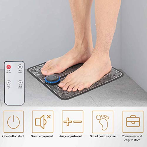 EMS Foot Massager Almohadilla eléctrica para masaje de pies, EMS Foot Massager Arrugas Portátil para la circulación sanguínea Alivio del dolor muscular con 6 modos y 9 engranajes