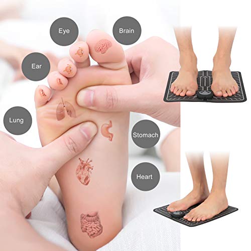 EMS Foot Massager USB recargable estimulador de pies eléctrico masajeador 6 modos 9 intensidad, mejora la circulación, relaja la rigidez de los músculos alivia el dolor de pies y piernas